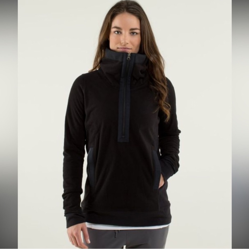 lululemon athletica Black Half-Zip Funnel Neck Pullover